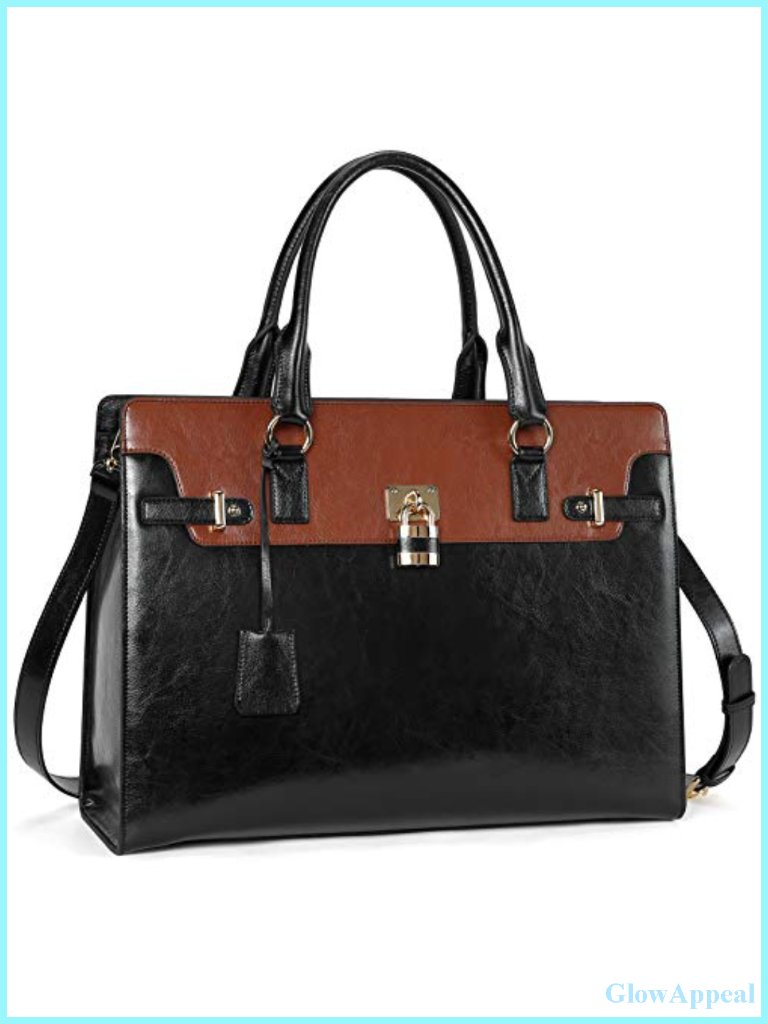 Genuine Cow Leather Laptop Bag Briefcase 15.6 Inch Vintage Work Purse